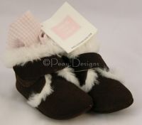 Janie and Jack FAUX FUR LINED Crib Homespun Shoes Sz 3 NWT